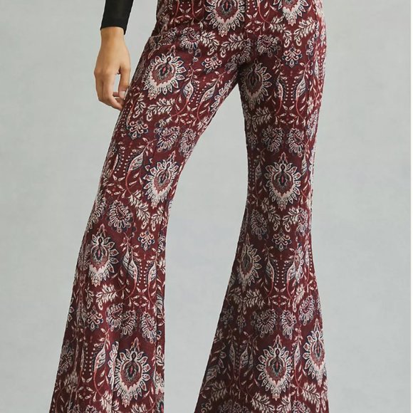 Damask Jacquard Flare Pants - Picture 1 of 2